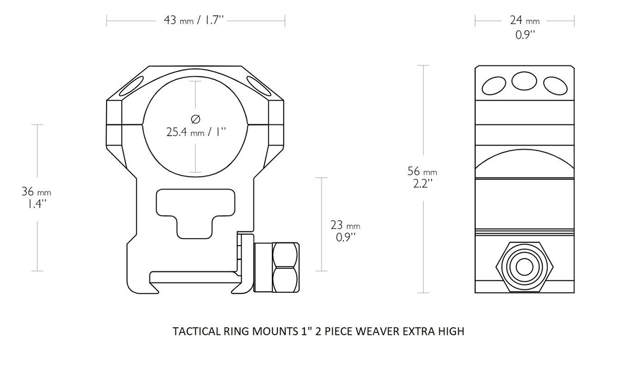 Hawke Hawke Tactical Ring Mount 1 inch Weaver Hawke Hawke Tactical Ring Mount 1 inch Weaver