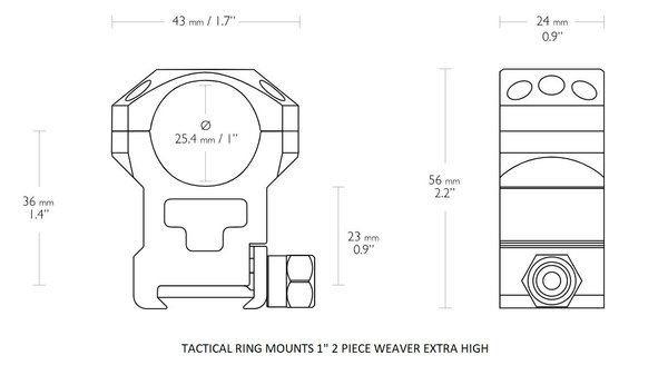 Hawke Hawke Tactical Ring Mount 1 inch Weaver Hawke Hawke Tactical Ring Mount 1 inch Weaver