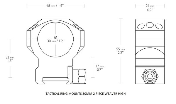 Hawke Hawke Tactical Ring Mount 30mm Weaver Hawke Hawke Tactical Ring Mount 30mm Weaver