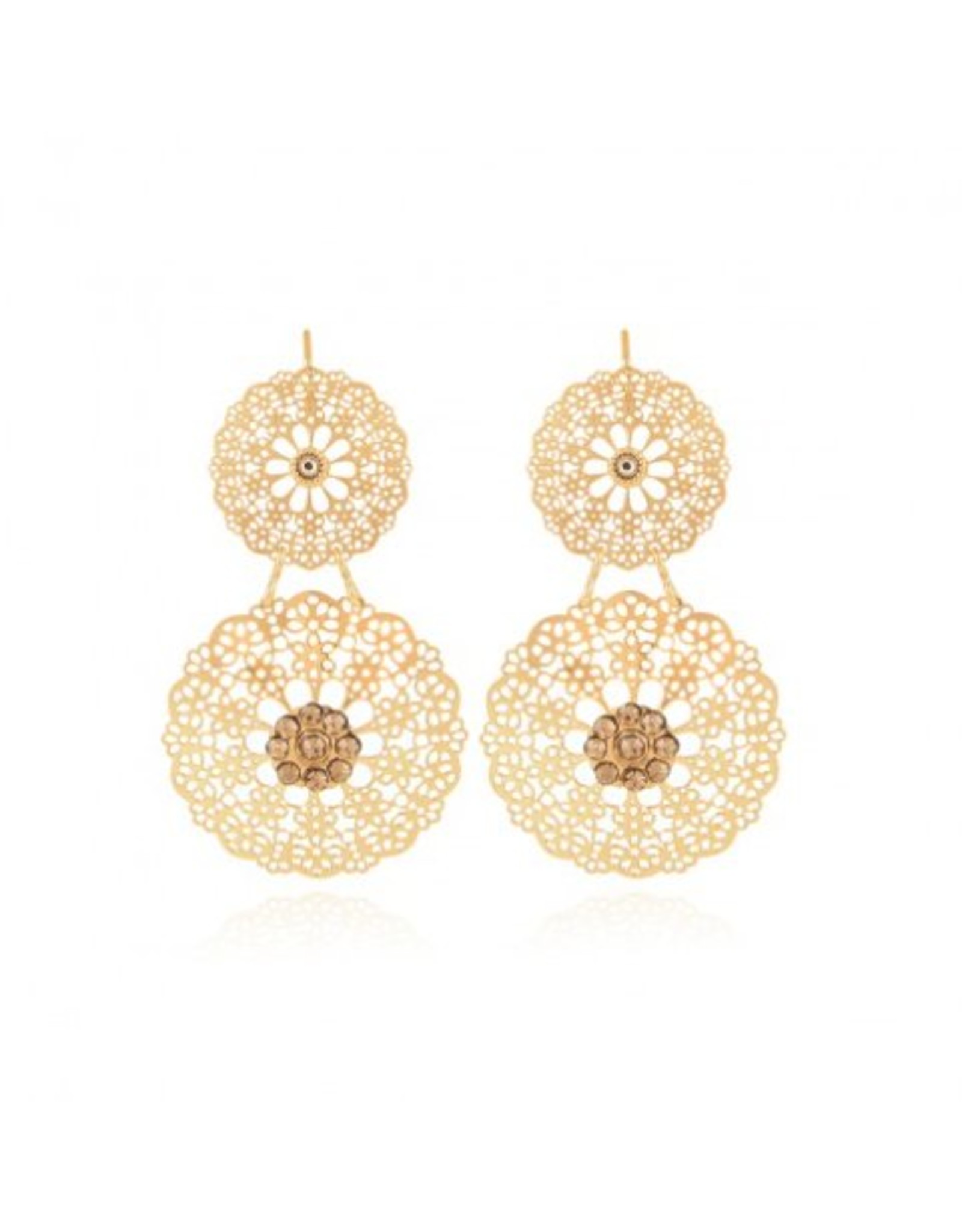 GAS Bijoux Earrings Double Flocon Gold Plated