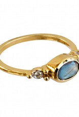 Bo Gold Ring - Goud - Labradoriet - Diamant