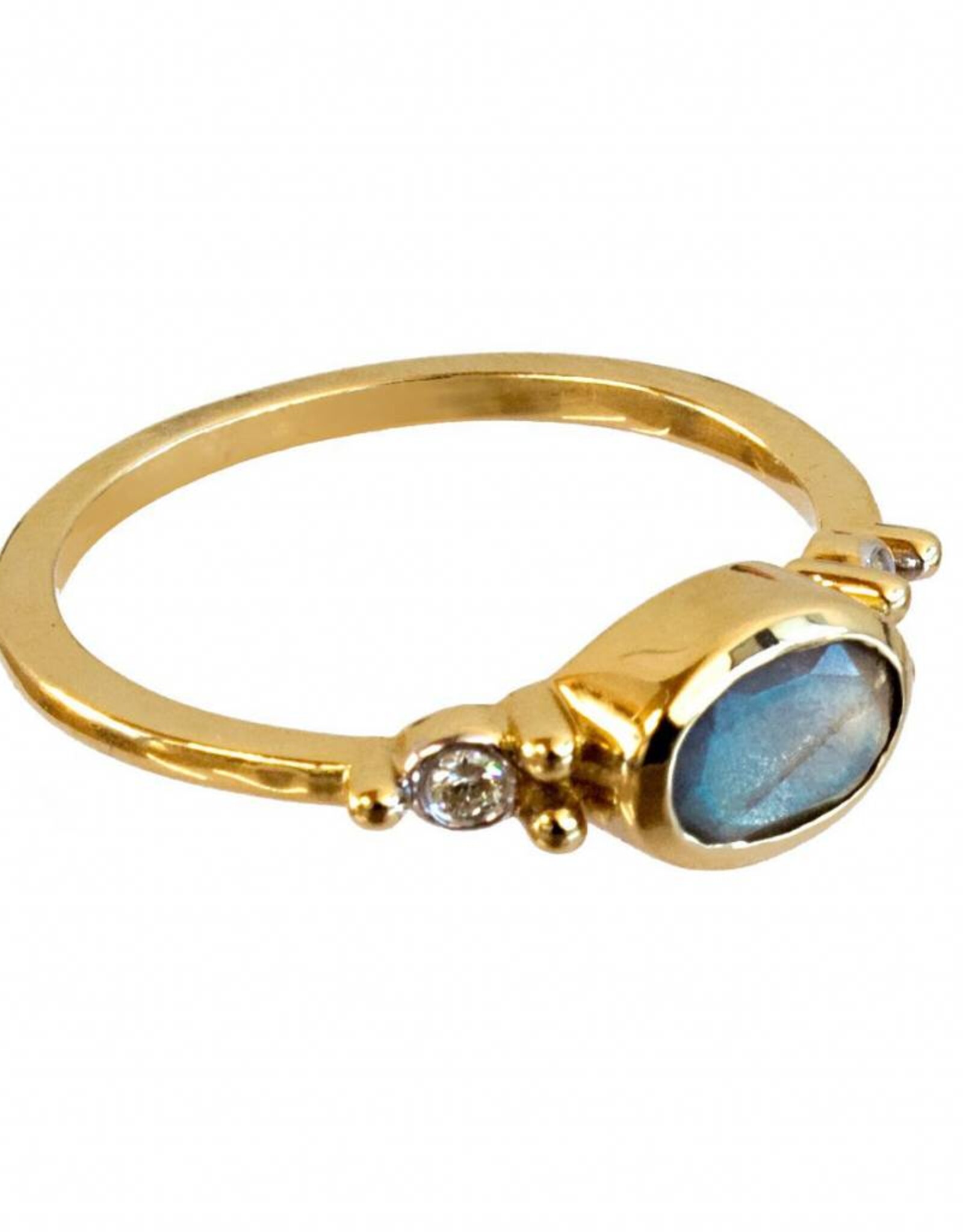 Bo Gold Ring - Goud - Labradoriet - Diamant