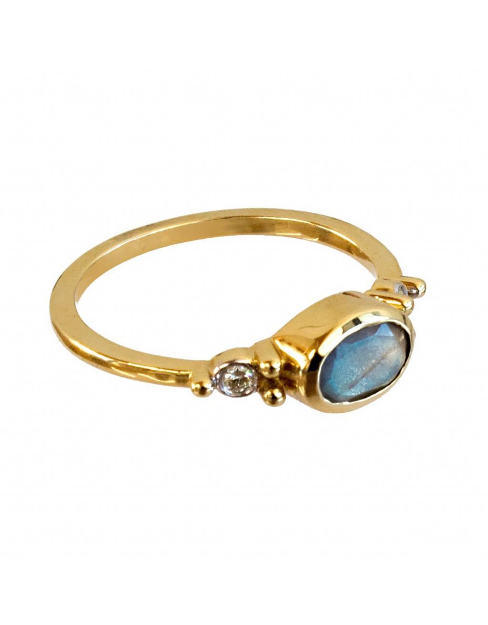 Bo Gold Ring - Goud - Labradoriet - Diamant