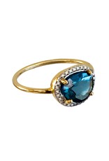 Bo Gold Ring - Goud - London blauw topaas - Diamantjes