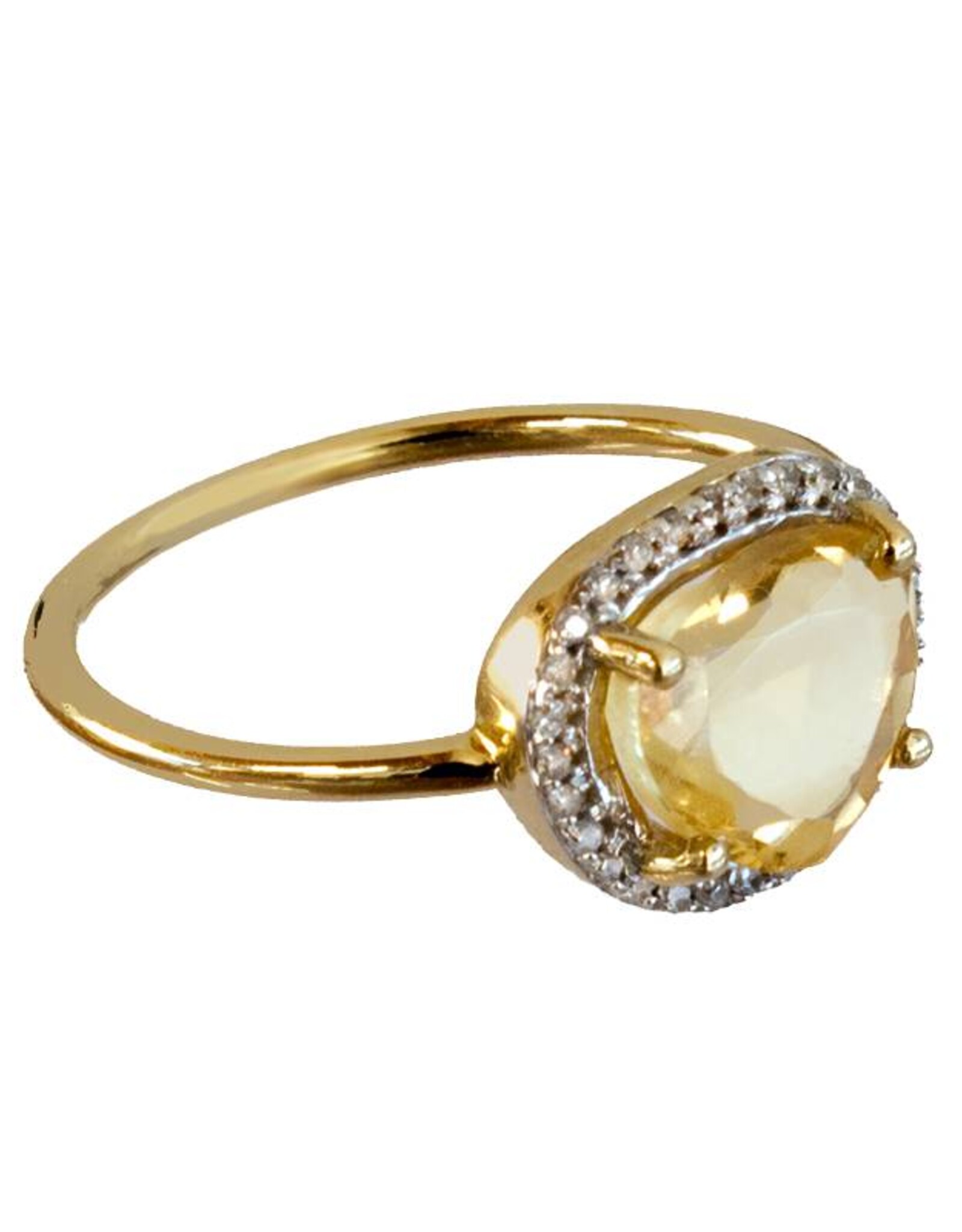 Bo Gold Ring - Goud - Citrien - Diamantjes