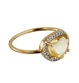 Bo Gold Ring - Goud - Citrien - Diamantjes