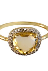 Bo Gold Ring - Goud - Citrien - Diamantjes