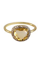 Bo Gold Ring - Goud - Citrien - Diamantjes