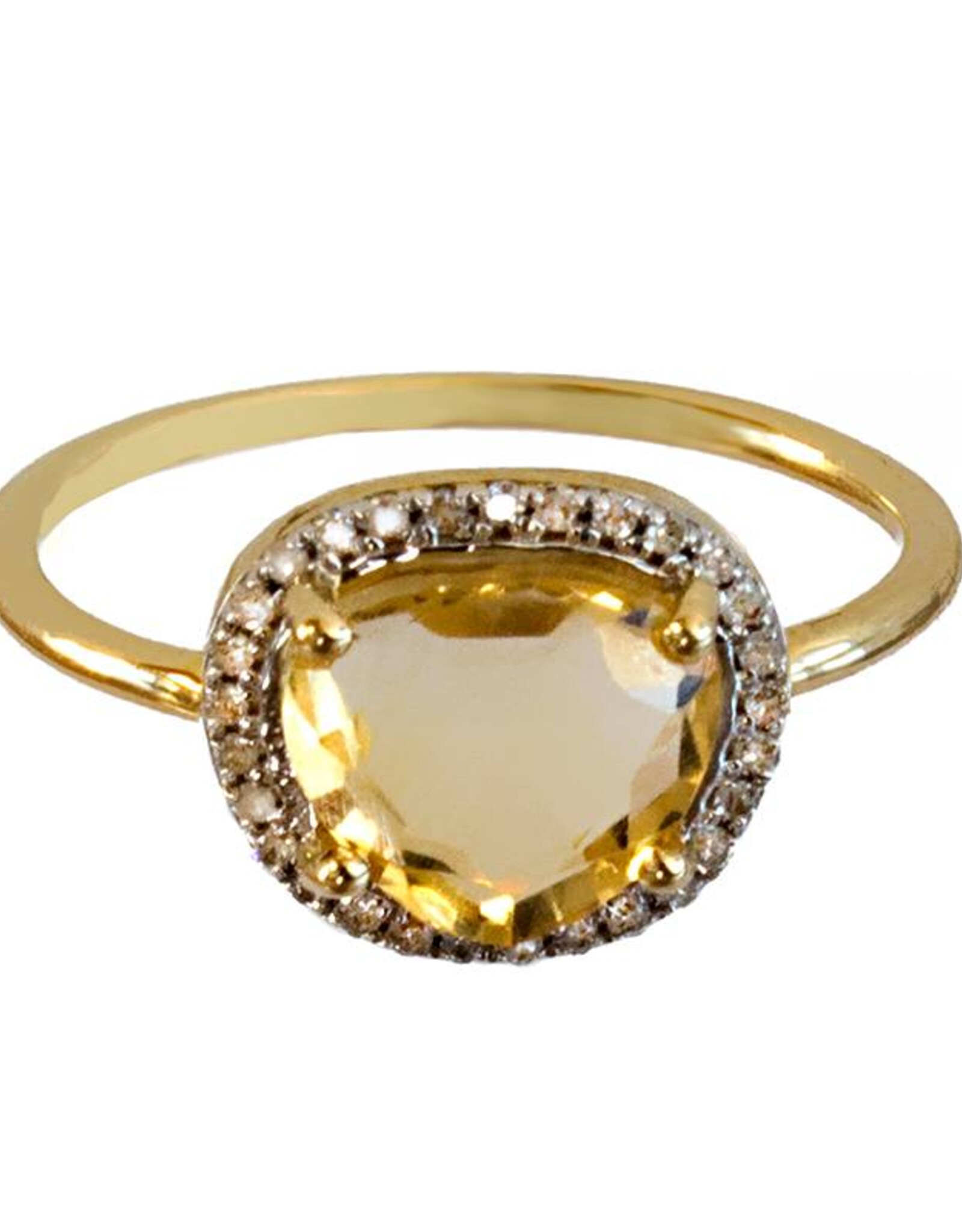Bo Gold Ring - Goud - Citrien - Diamantjes