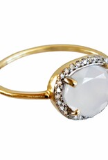 Bo Gold Ring - Goud - Naturel calcedoon - Diamantjes