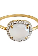 Bo Gold Ring - Goud - Naturel calcedoon - Diamantjes