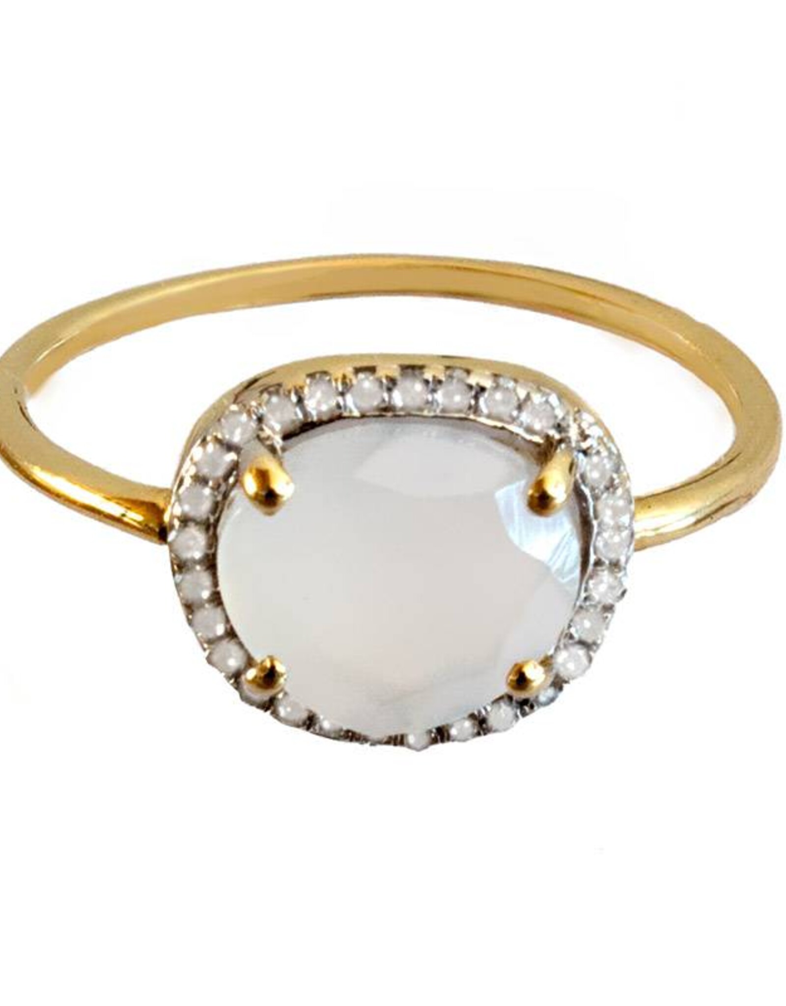 Bo Gold Ring - Goud - Naturel calcedoon - Diamantjes