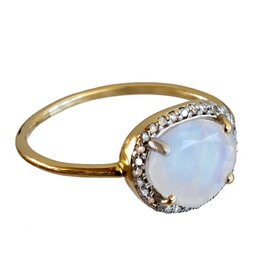 Bo Gold Ring - Goud - Maansteen - Diamantjes