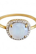Bo Gold Ring - Goud - Maansteen - Diamantjes