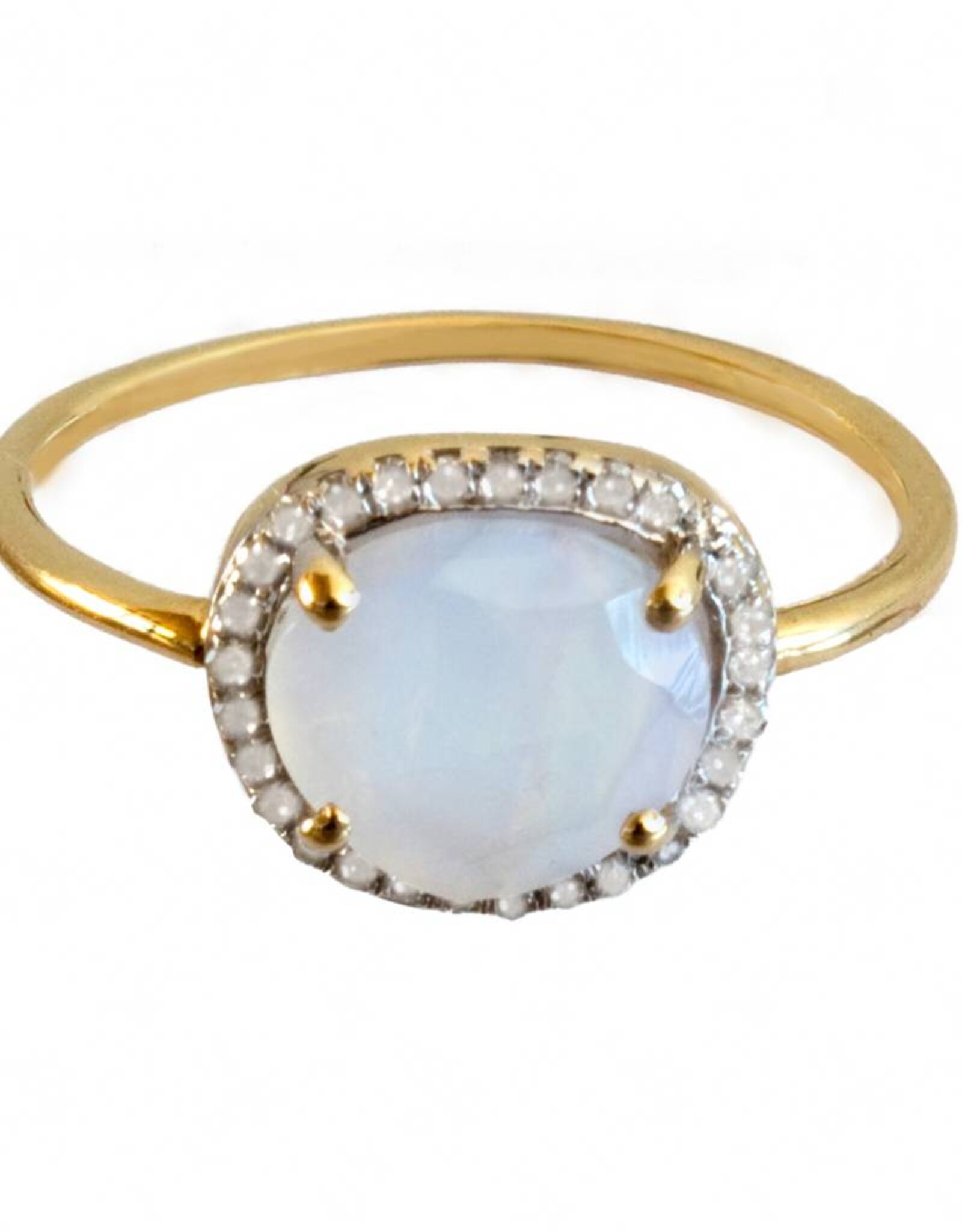 Bo Gold Ring - Goud - Maansteen - Diamantjes
