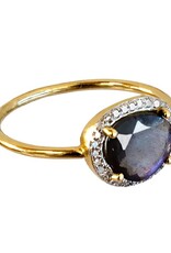 Bo Gold Ring - Goud - Labradoriet - Diamantjes