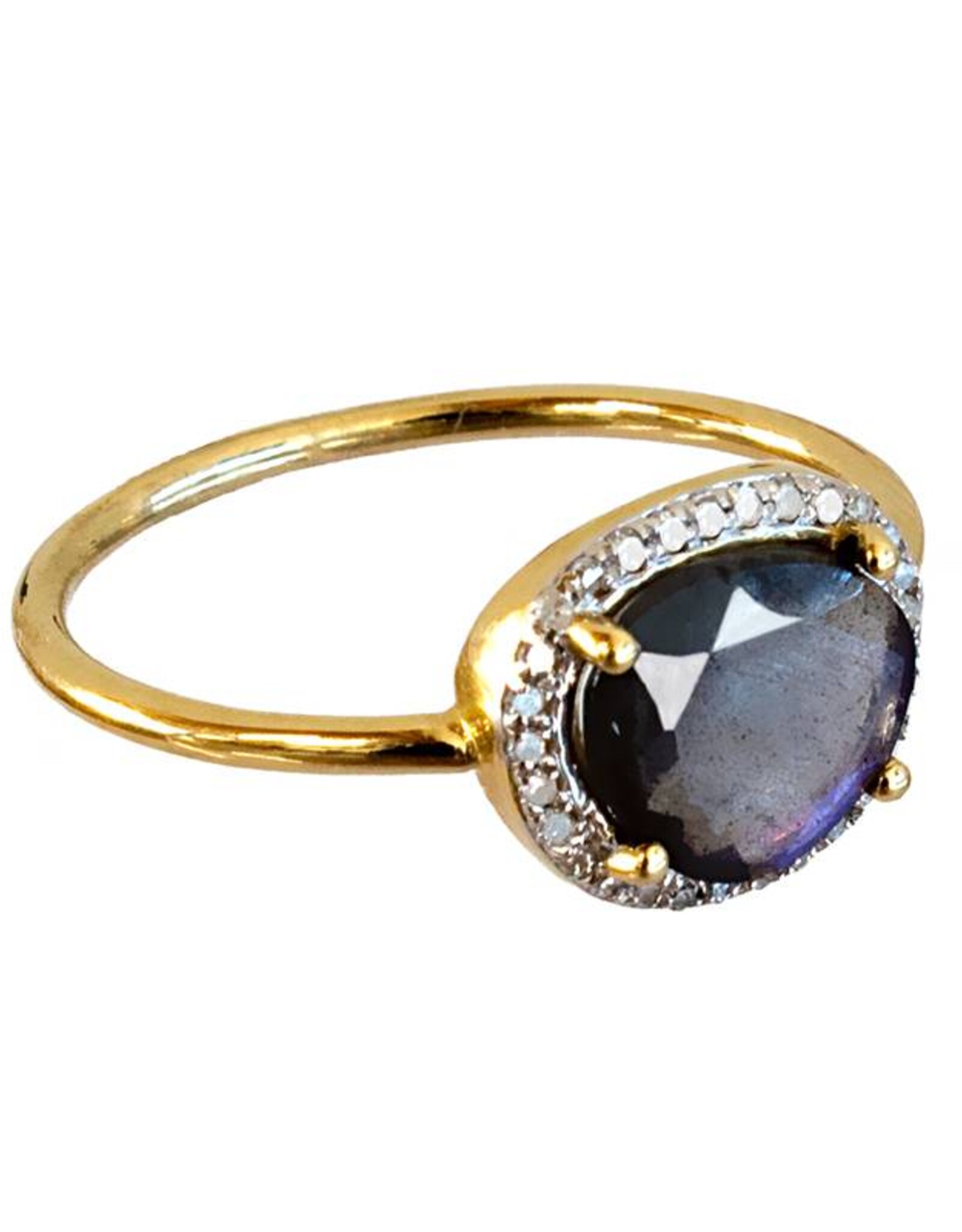 Bo Gold Ring - Goud - Labradoriet - Diamantjes
