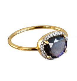 Bo Gold Ring - Goud - Labradoriet - Diamantjes