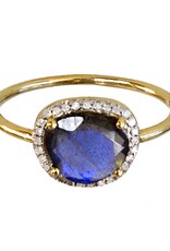 Bo Gold Ring - Goud - Labradoriet - Diamantjes