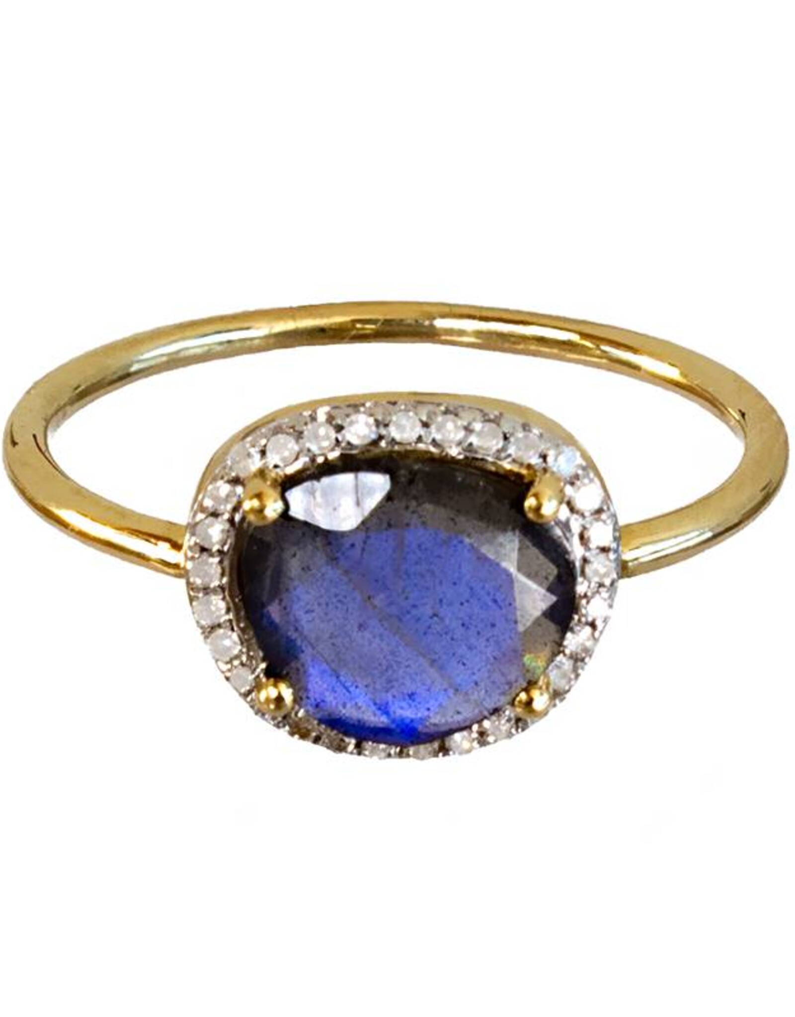 Bo Gold Ring - Goud - Labradoriet - Diamantjes