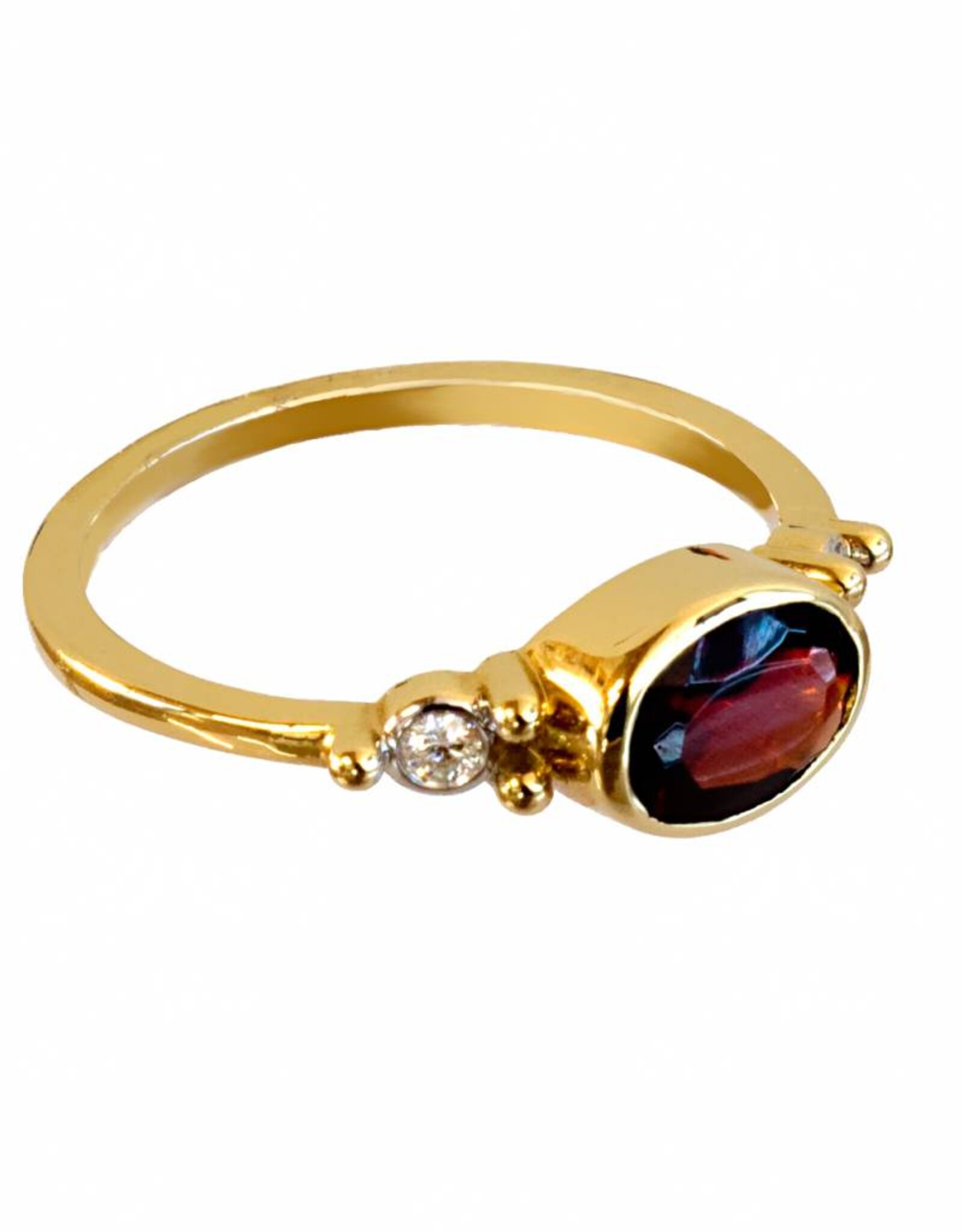 Bo Gold Ring - Goud - Hessoniet Granaat - Diamant