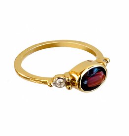 Bo Gold Ring - Goud - Hessoniet Granaat - Diamant