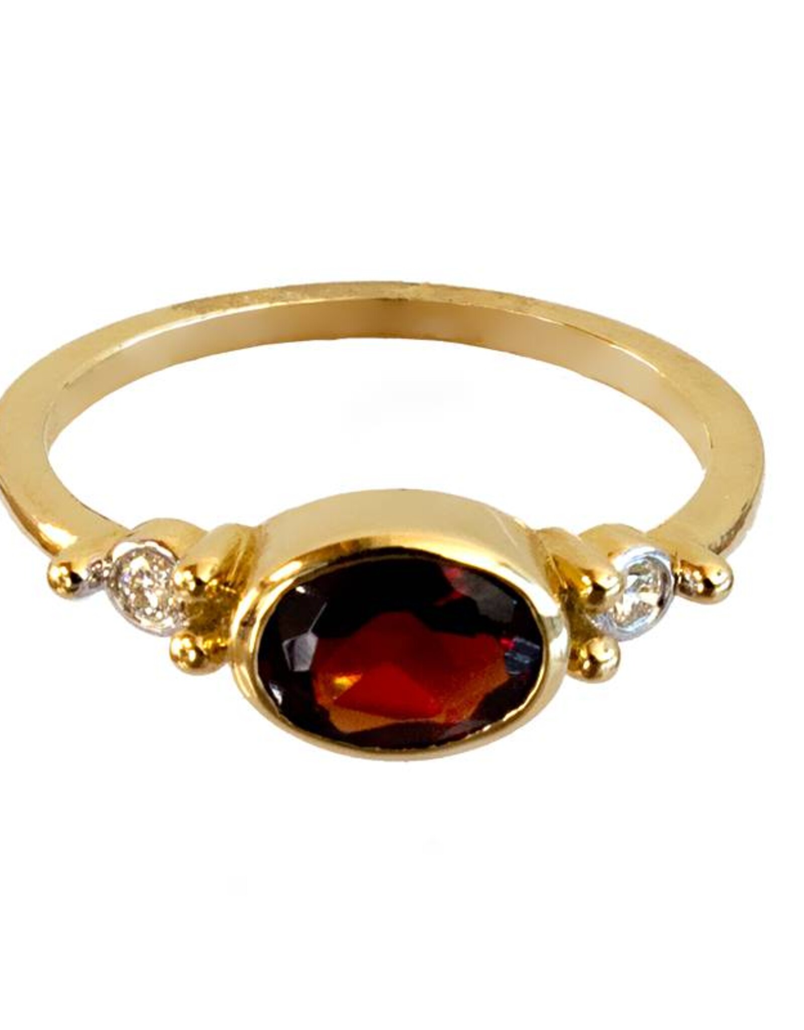 Bo Gold Ring - Goud - Hessoniet Granaat - Diamant