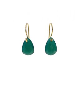 Bo Gold Earrings - Gold - Green Onyx