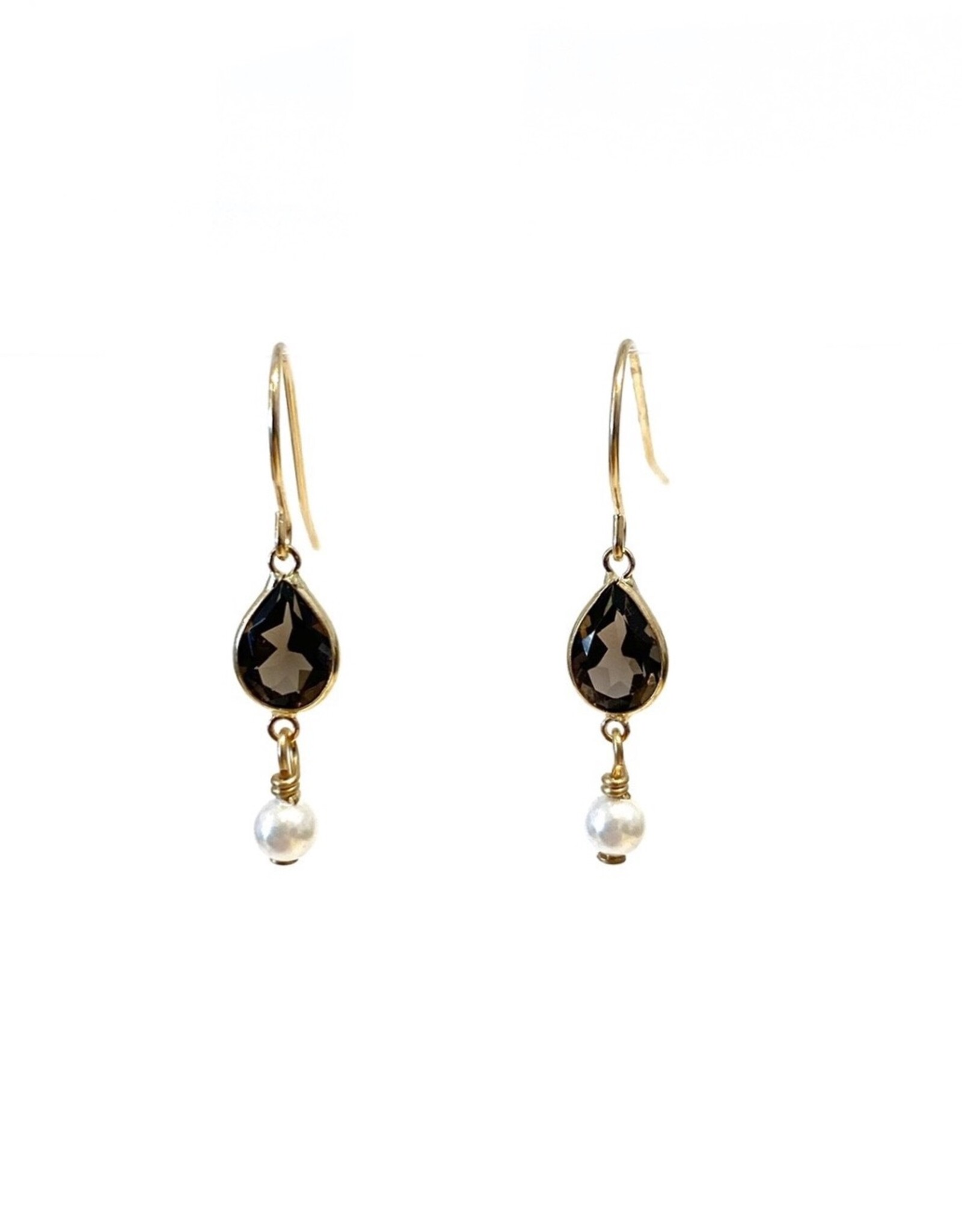 Bo Gold Earrings - Gold - Smokey Quartz