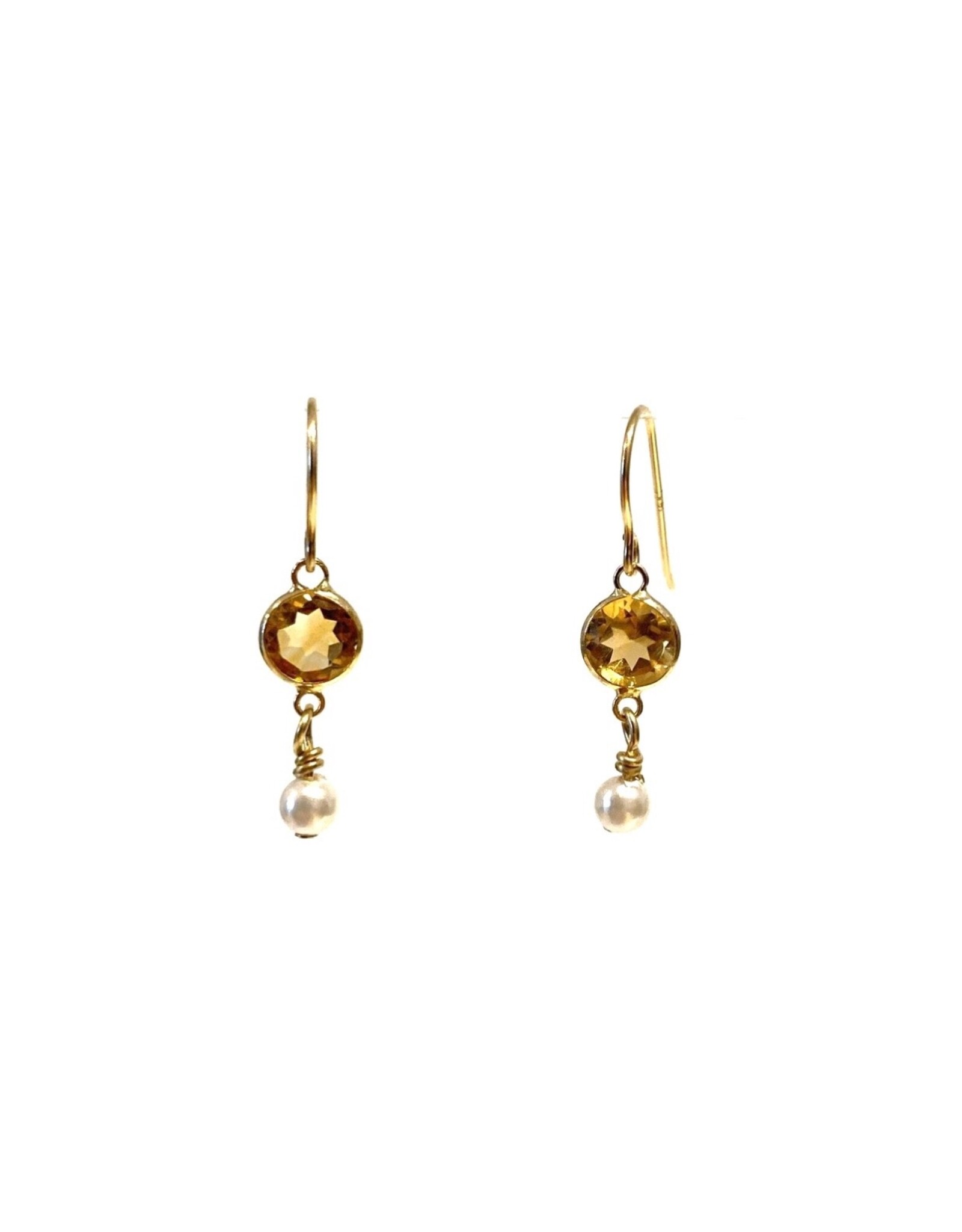 Bo Gold Earrings - Gold - Citrin
