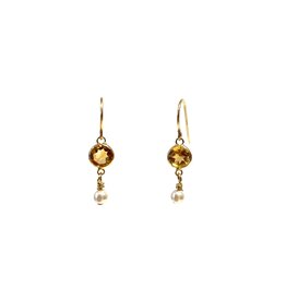 Bo Gold Earrings - Gold - Citrin