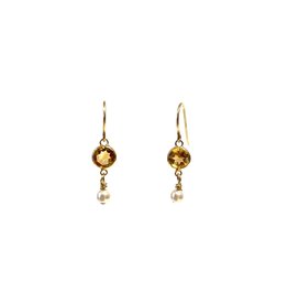 Bo Gold Earrings - Gold - Citrin