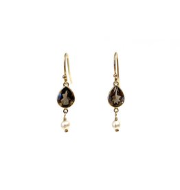 Bo Gold Earrings - Gold - Smokey Quartz