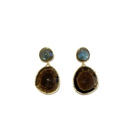 Sarah Lou Earrings - Smokey Topaz - Labradorite