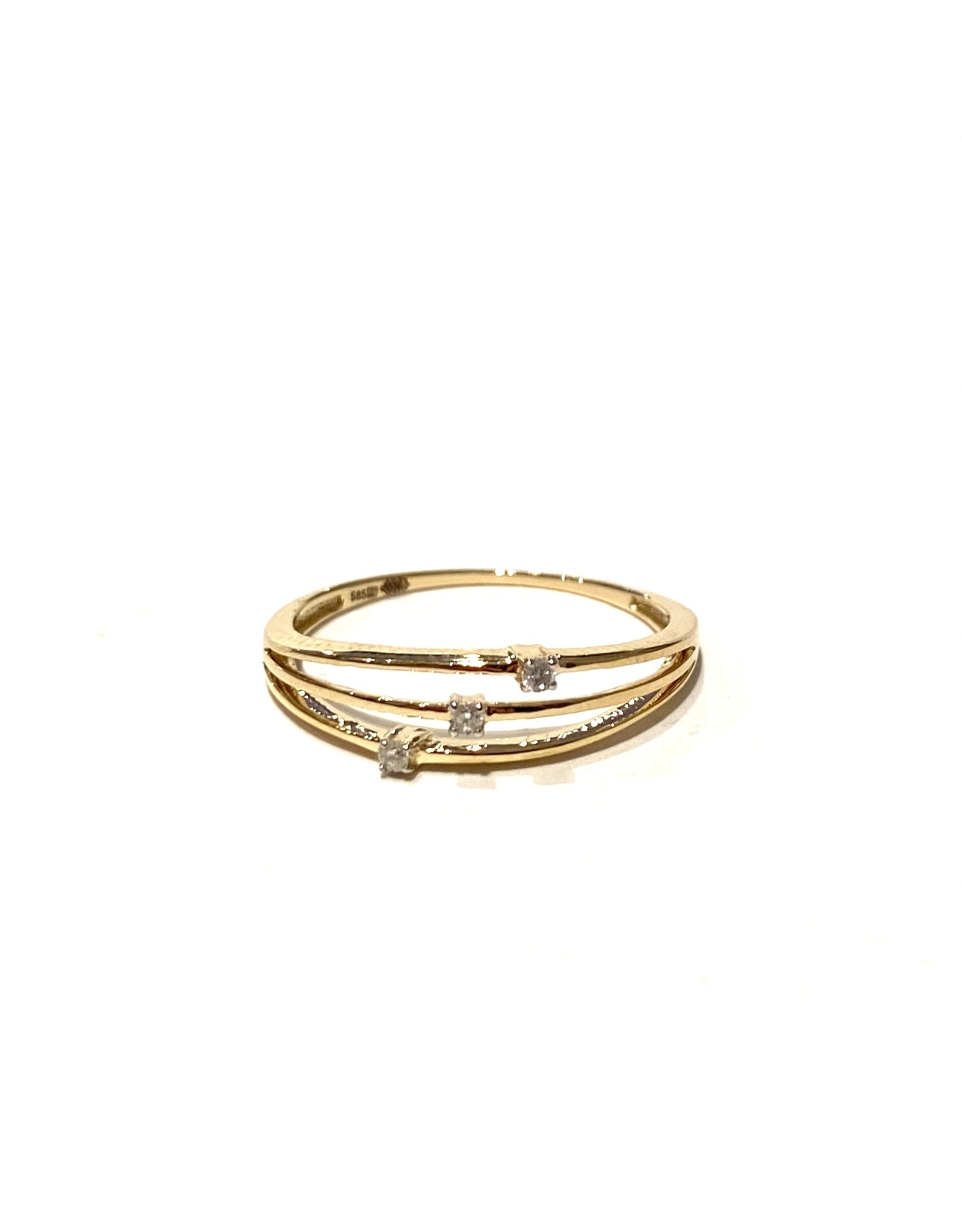 Bo Gold Ring - Gold - Three diamonds