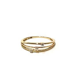 Bo Gold Ring - Gold - Three diamonds