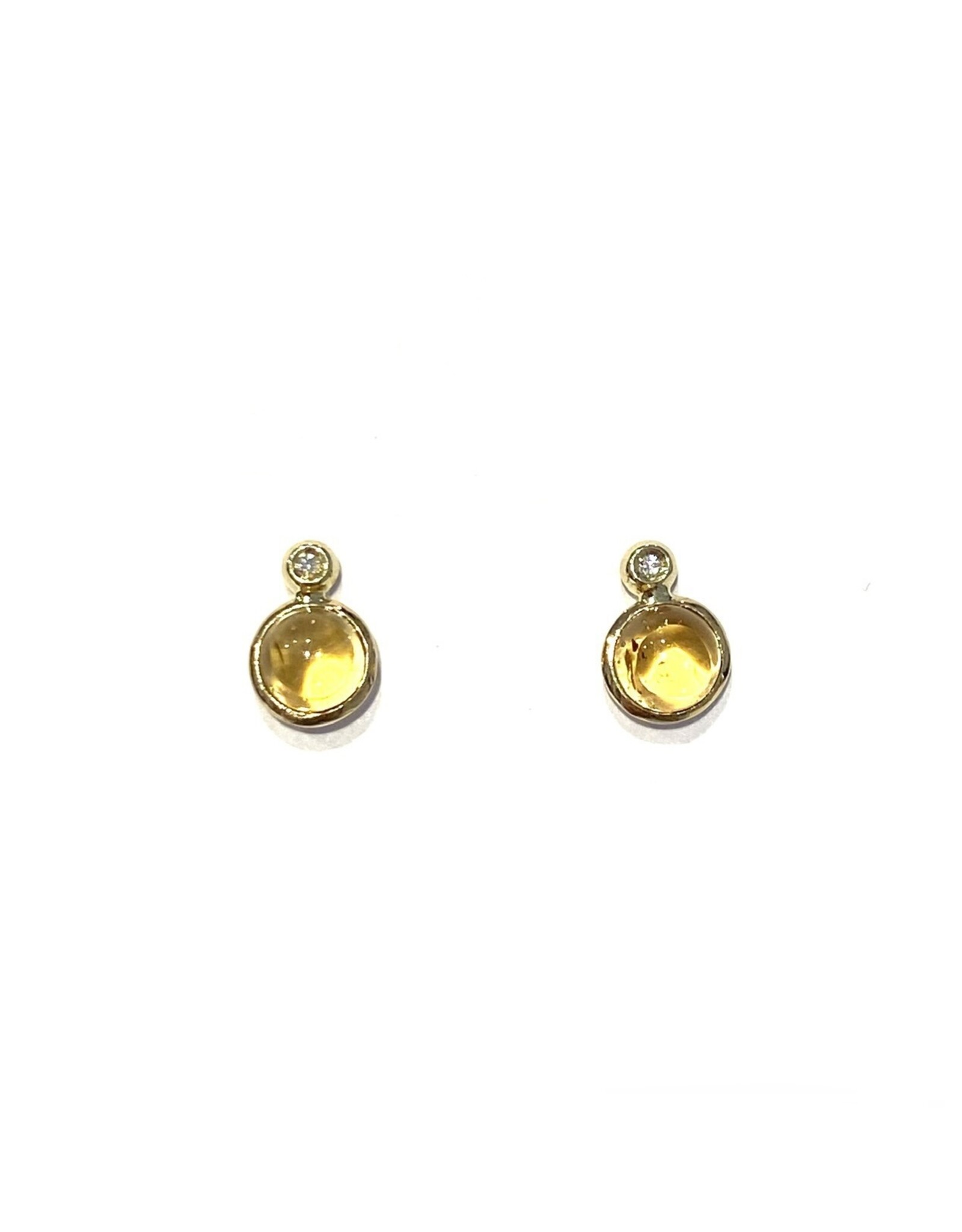 Navarro Oorbellen - Goud  - Citrien - Diamant