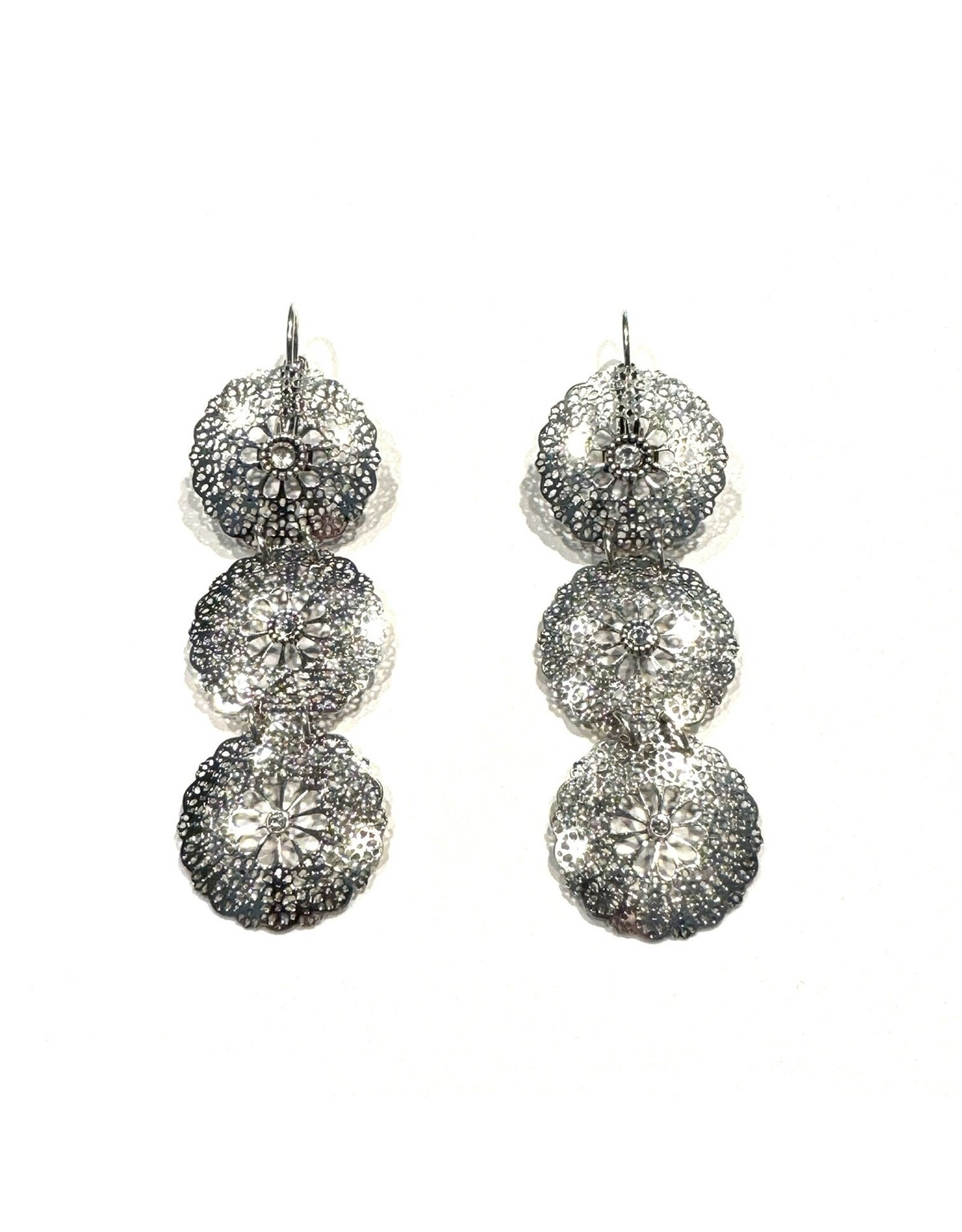 GAS Bijoux Earrings - Flocon trio silver plated