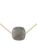Bo Gold Necklace - Gold - Grey Agate