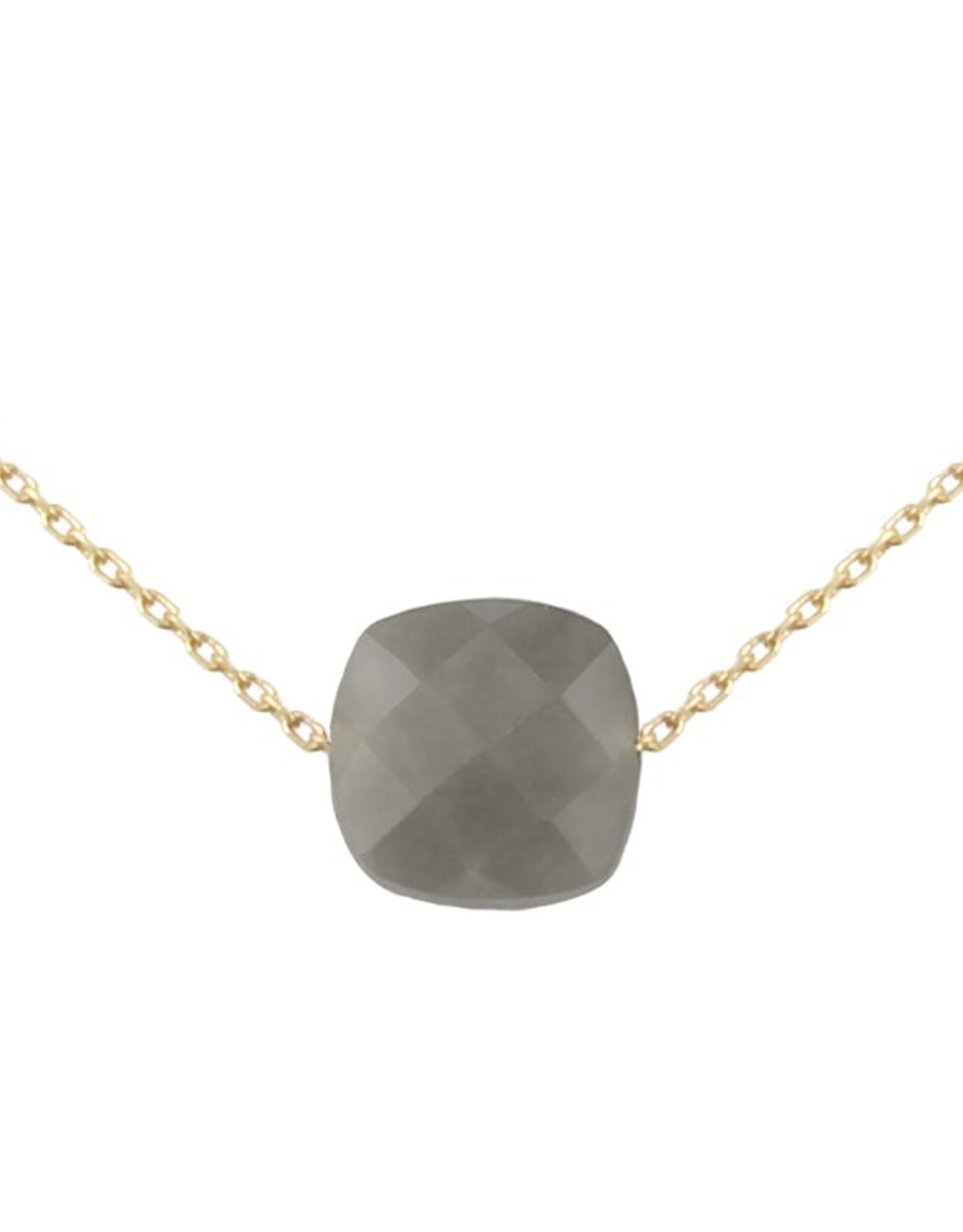 Bo Gold Necklace - Gold - Grey Agate
