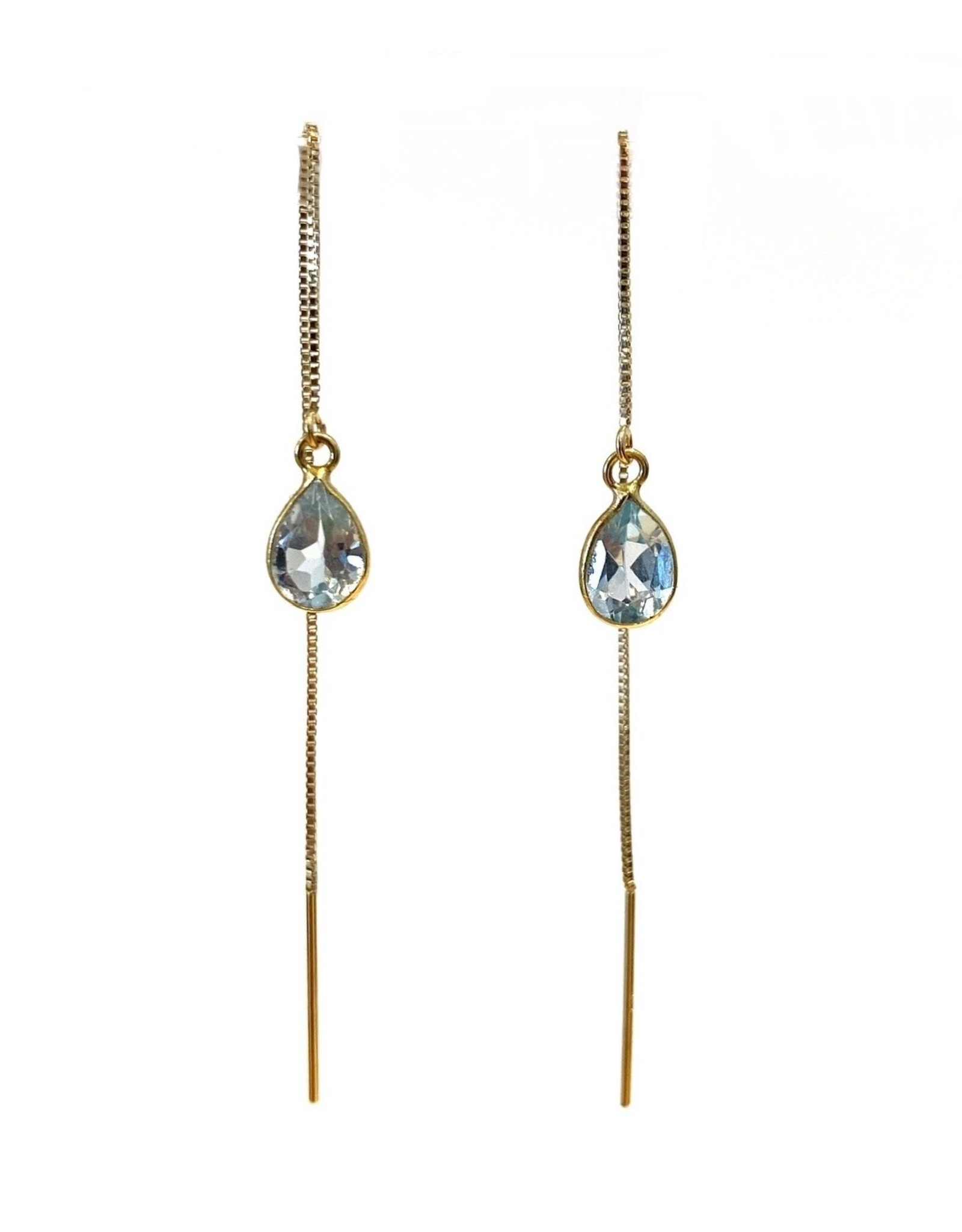 Bo Gold Oorbellen - Goud - Blauw Topaas