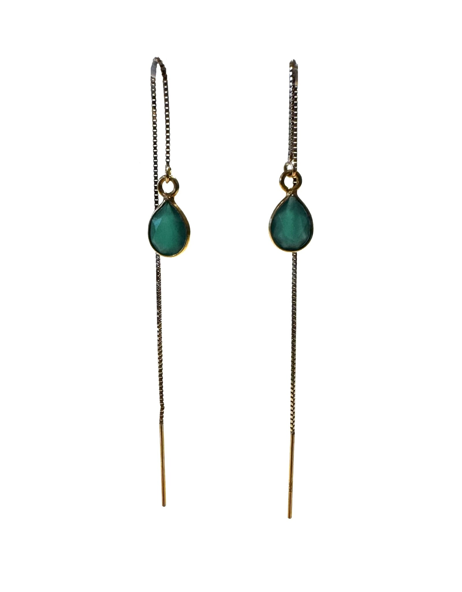 Bo Gold Earrings - Gold - Green Onyx