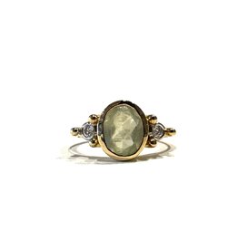 Bo Gold Ring - Goud - Prehniet - Diamant