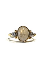Bo Gold Ring - Goud - Maansteen - Diamant