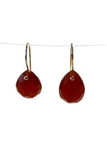 Bo Gold Earrings - Gold - Dark Carnelian