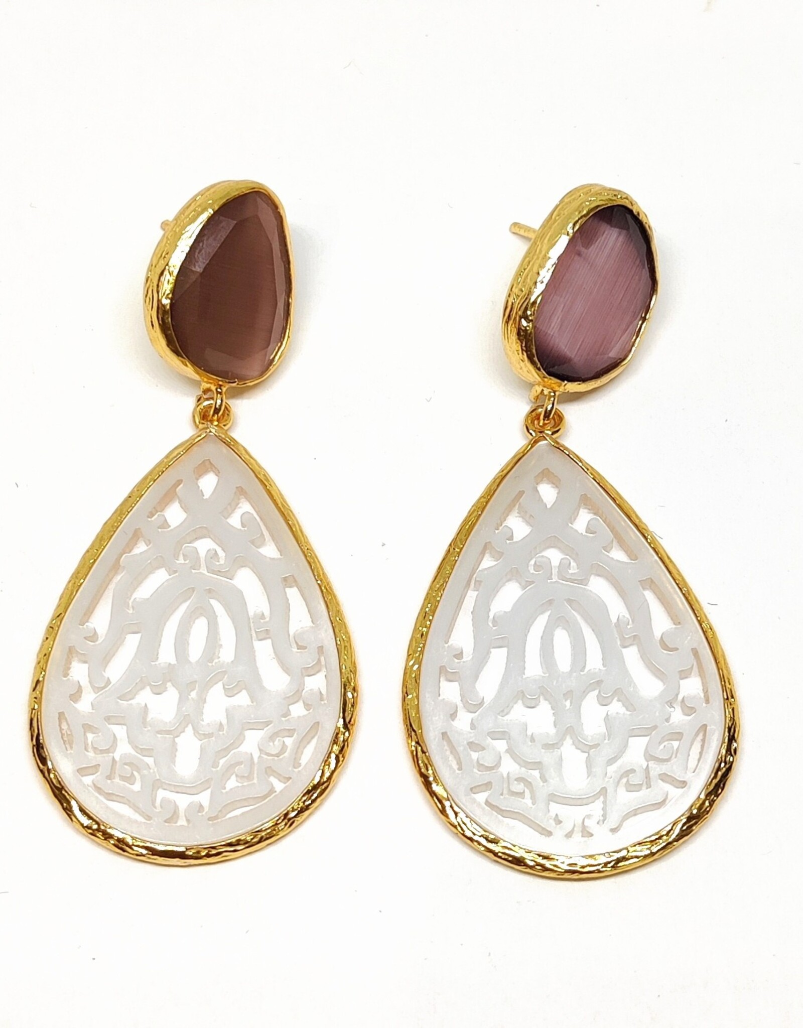 Sarah Lou Earrings - Mother off pearl