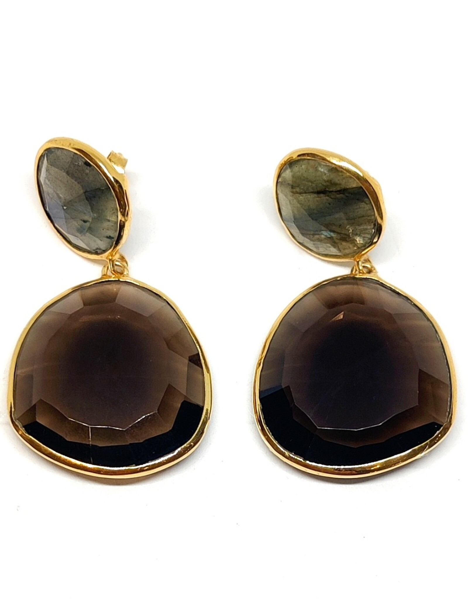 Sarah Lou Earrings - Smokey Topaz - Labradorite