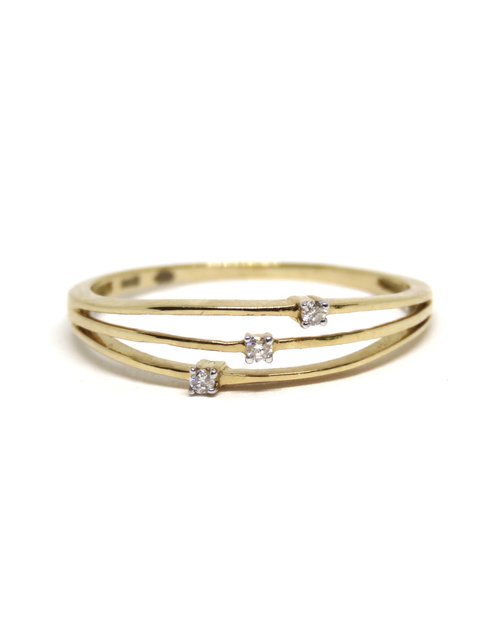 Bo Gold Ring - Goud - Drie diamantjes