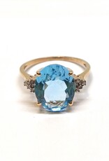Bo Gold Ring - Goud - Blauw Topaas  - Damantjes