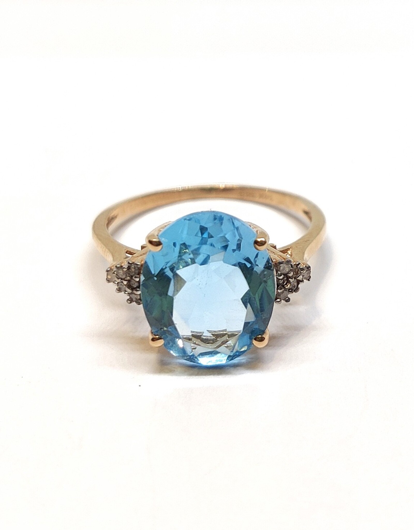Bo Gold Ring - Goud - Blauw Topaas  - Damantjes